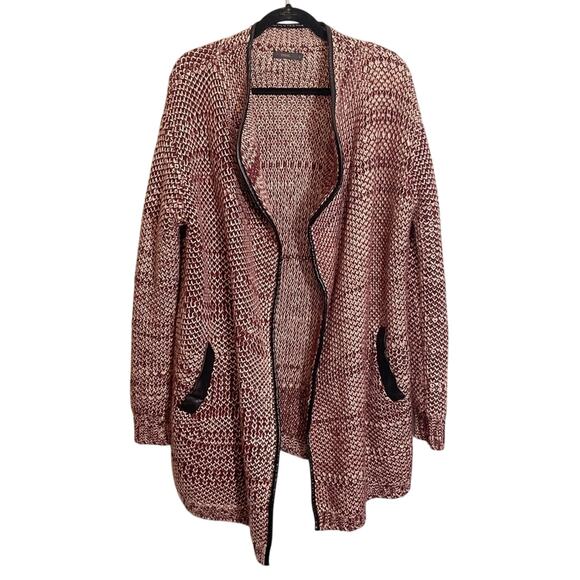 THML Womens Open Front Long Sleeve Heavy Knit Cardigan Sweater Brown Large - Picture 1 of 15